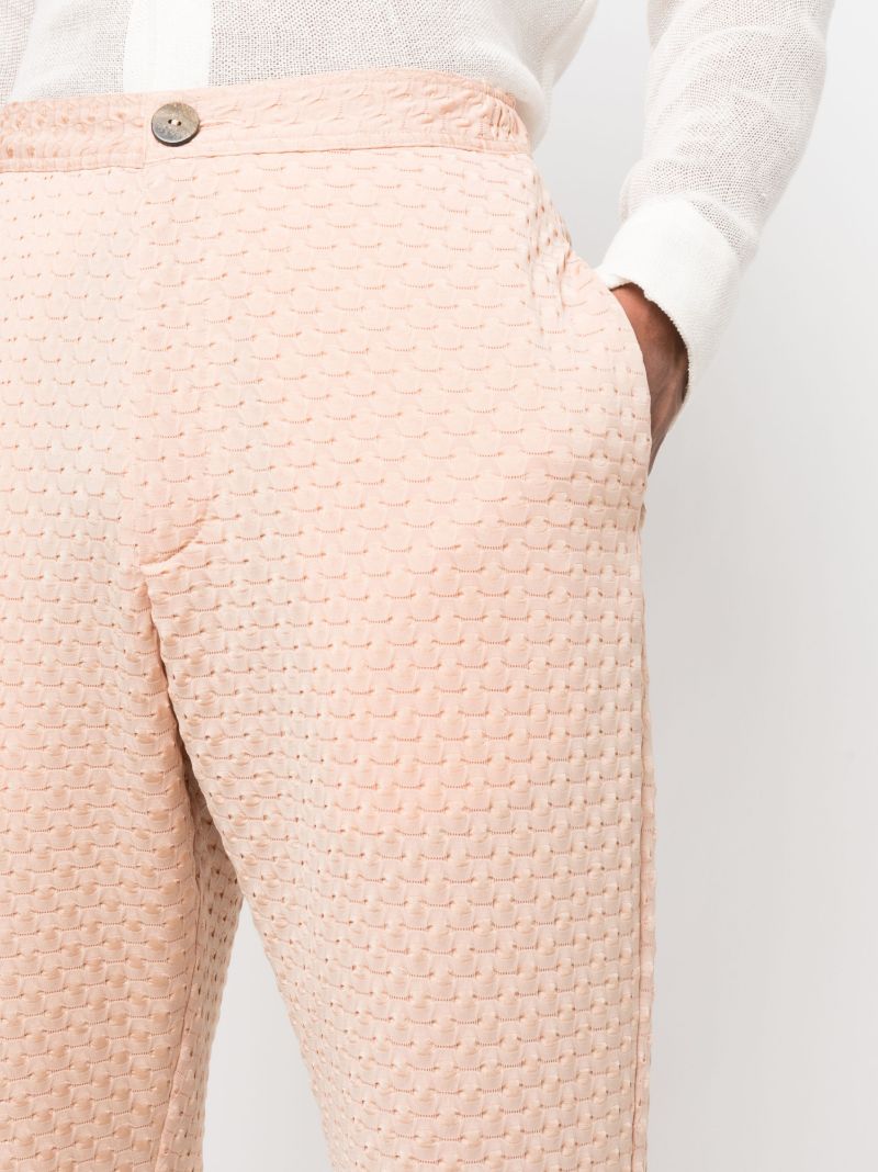 Orange Textured Tapered Track Pants