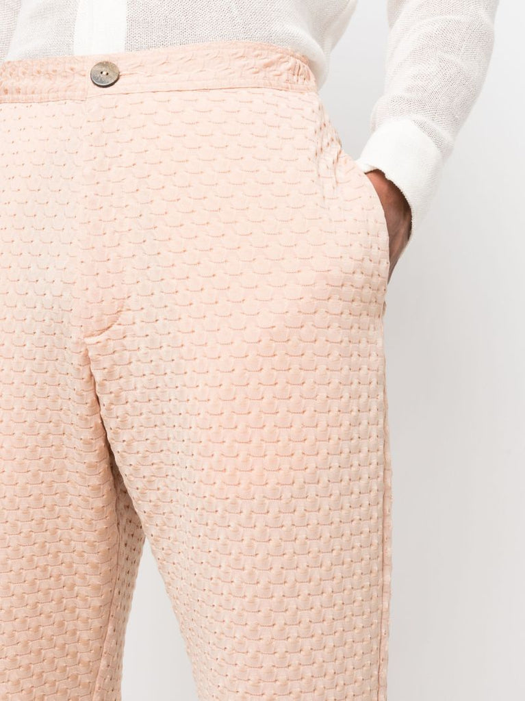 Orange Textured Tapered Track Pants