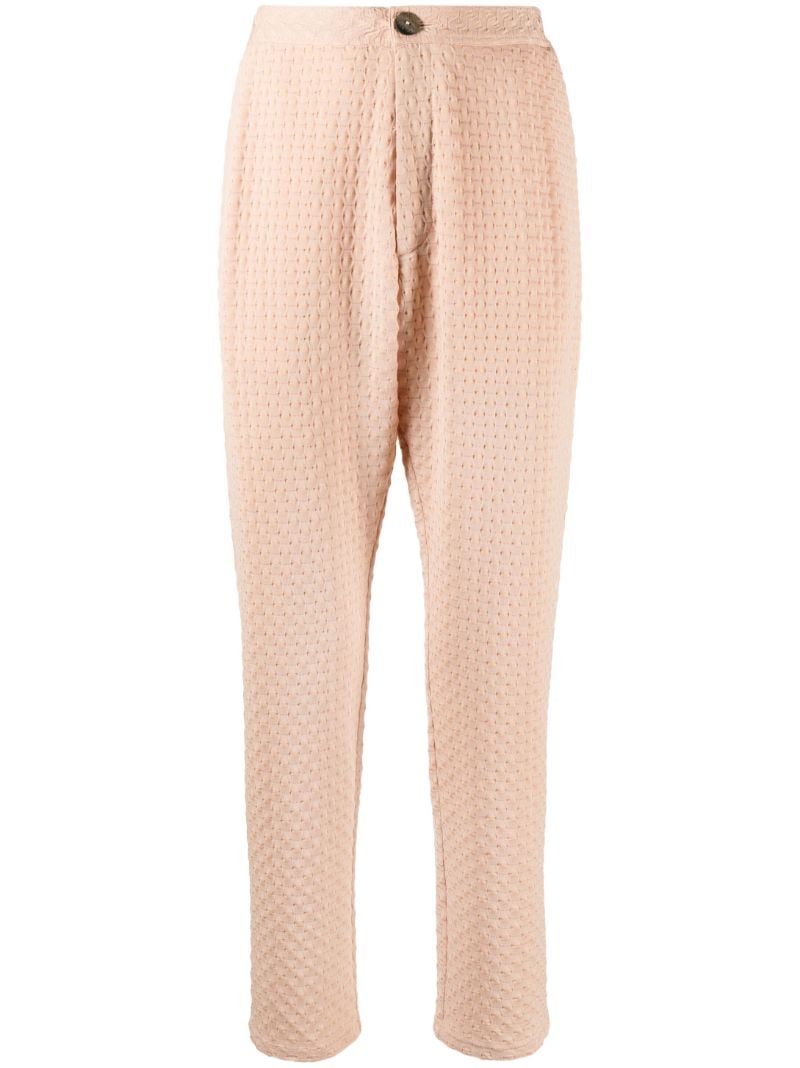 Orange Textured Tapered Track Pants
