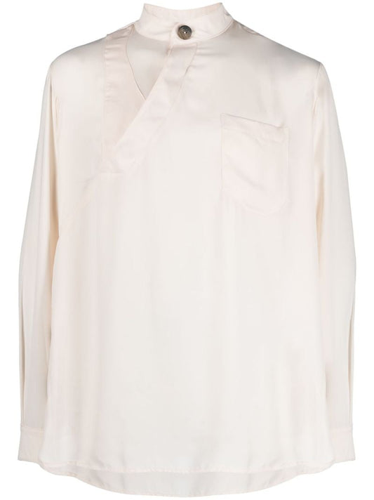 White Asymmetric Long Sleeve Shirt
