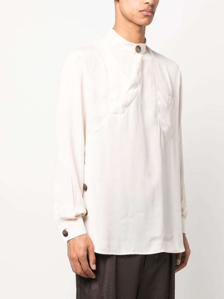 White Asymmetric Long Sleeve Shirt