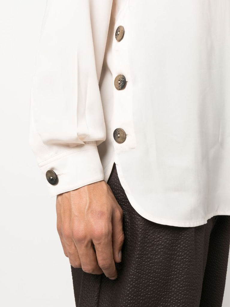 White Asymmetric Long Sleeve Shirt