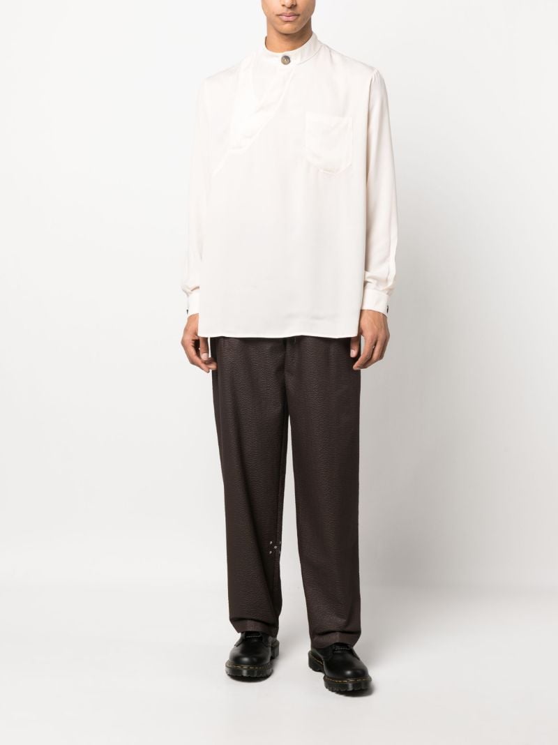 White Asymmetric Long Sleeve Shirt
