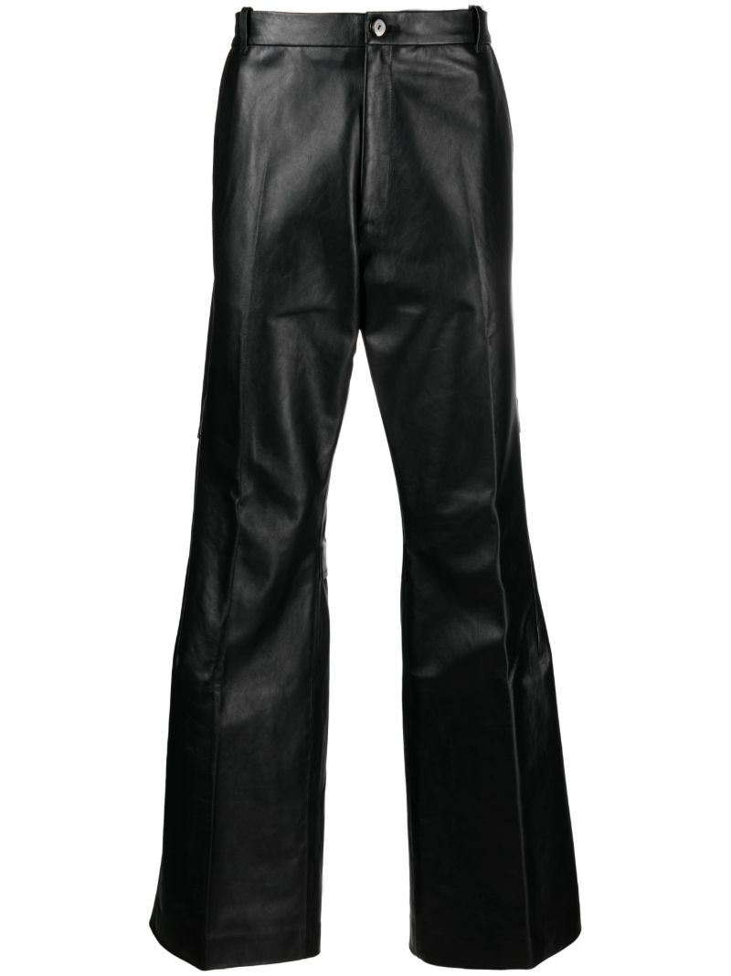 Black Ria Ventilation Leather Trousers