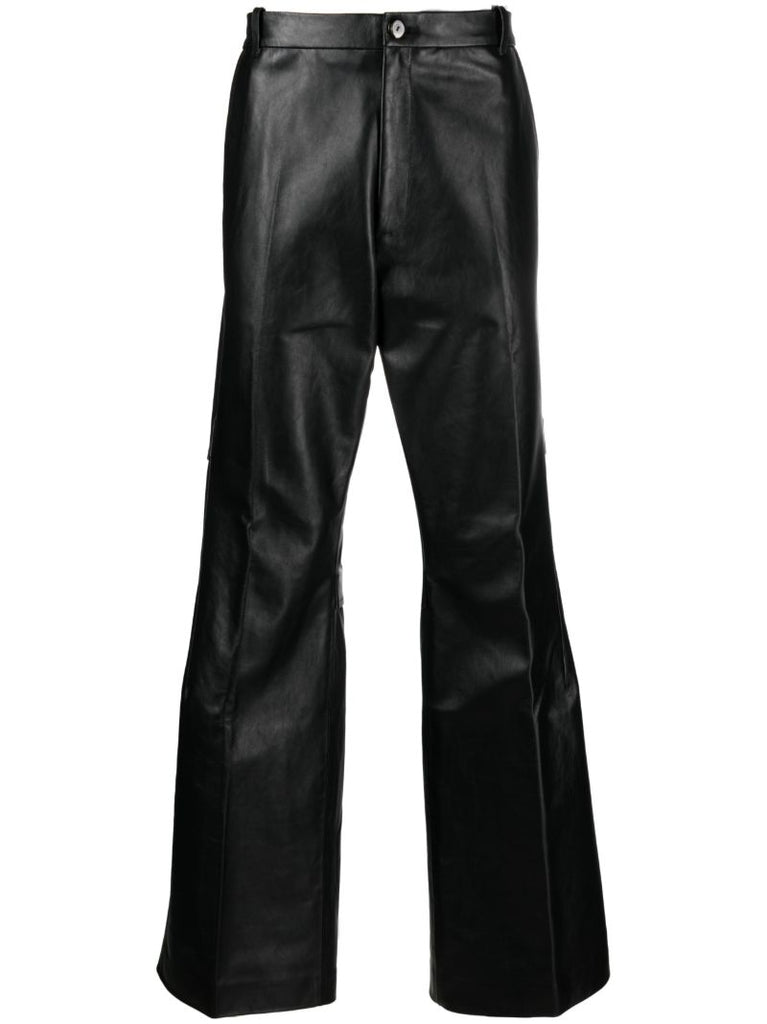 Black Ria Ventilation Leather Trousers