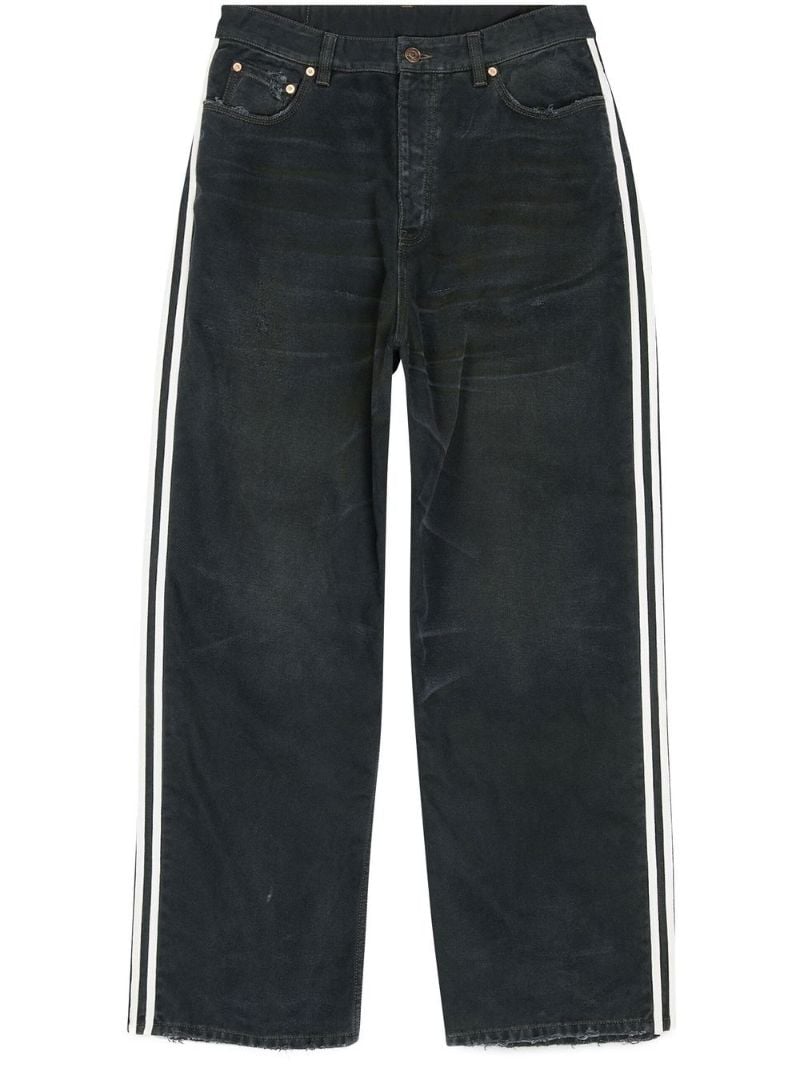 X Adidas Black Three-stripe Straight Legs Jeans
