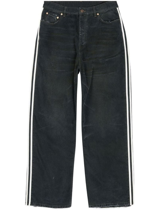 X Adidas Black Three-stripe Straight Legs Jeans