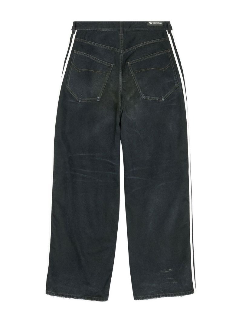 X Adidas Black Three-stripe Straight Legs Jeans