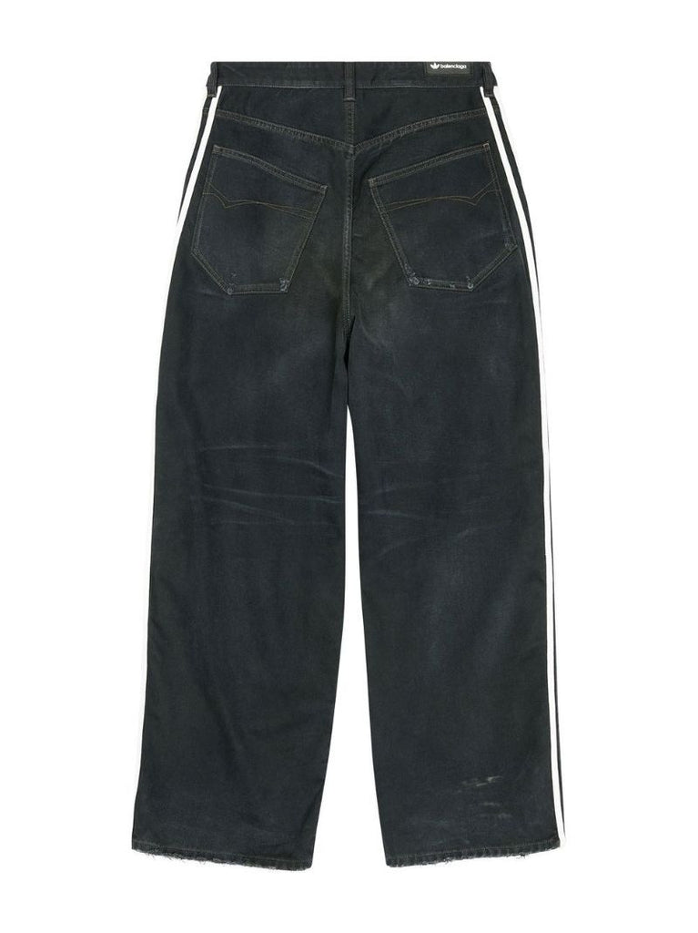 X Adidas Black Three-stripe Straight Legs Jeans