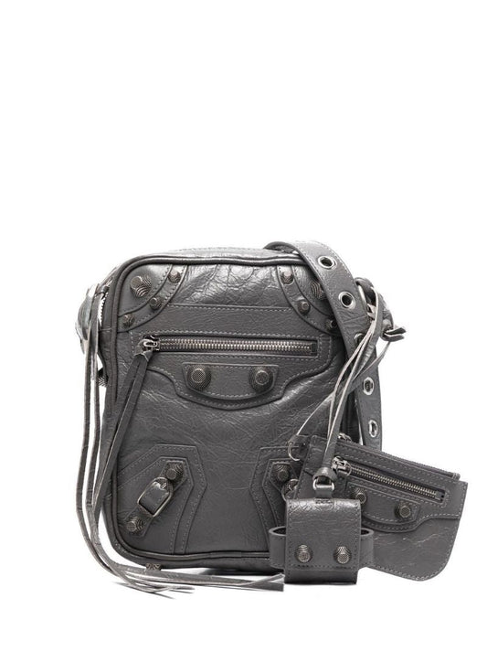 Grey Le Cagole Leather Messenger Bag