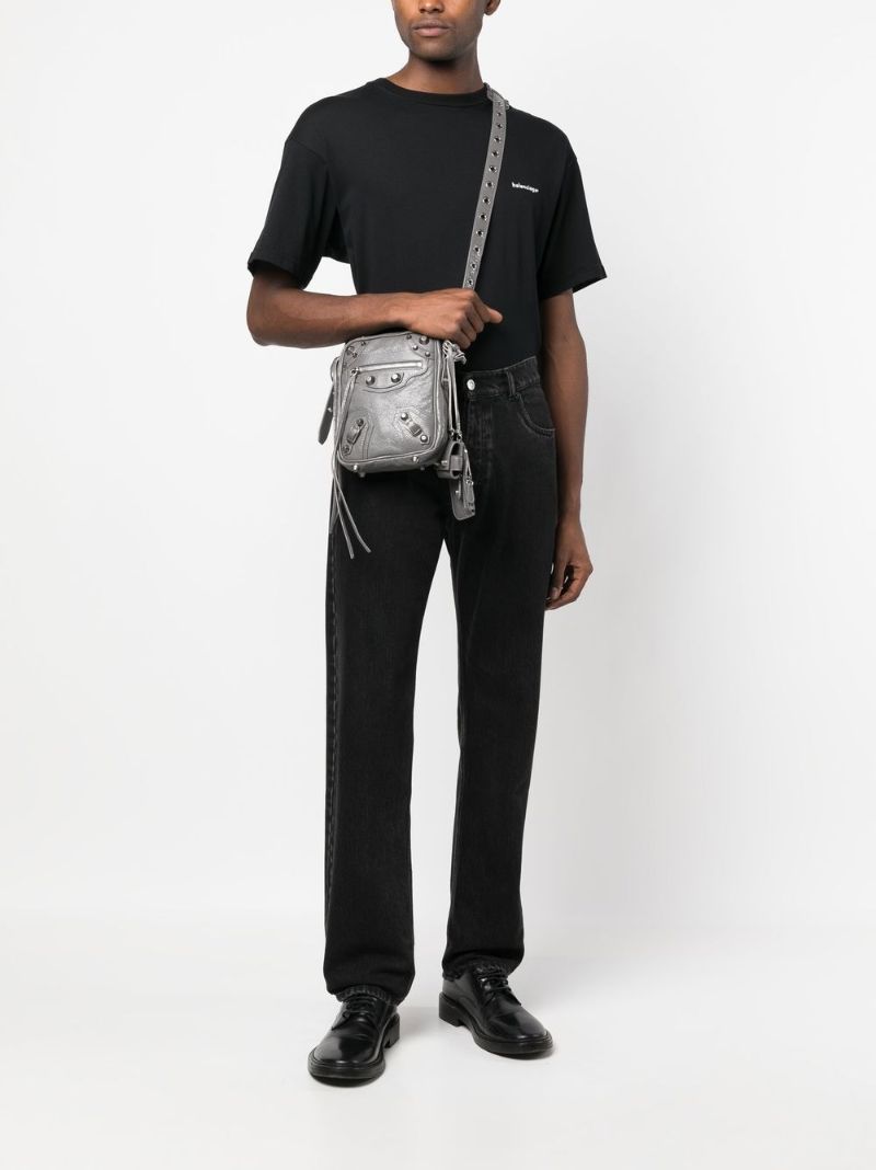Grey Le Cagole Leather Messenger Bag