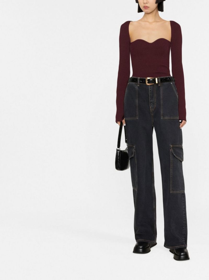 Black Angi Wide-leg Cargo Jeans