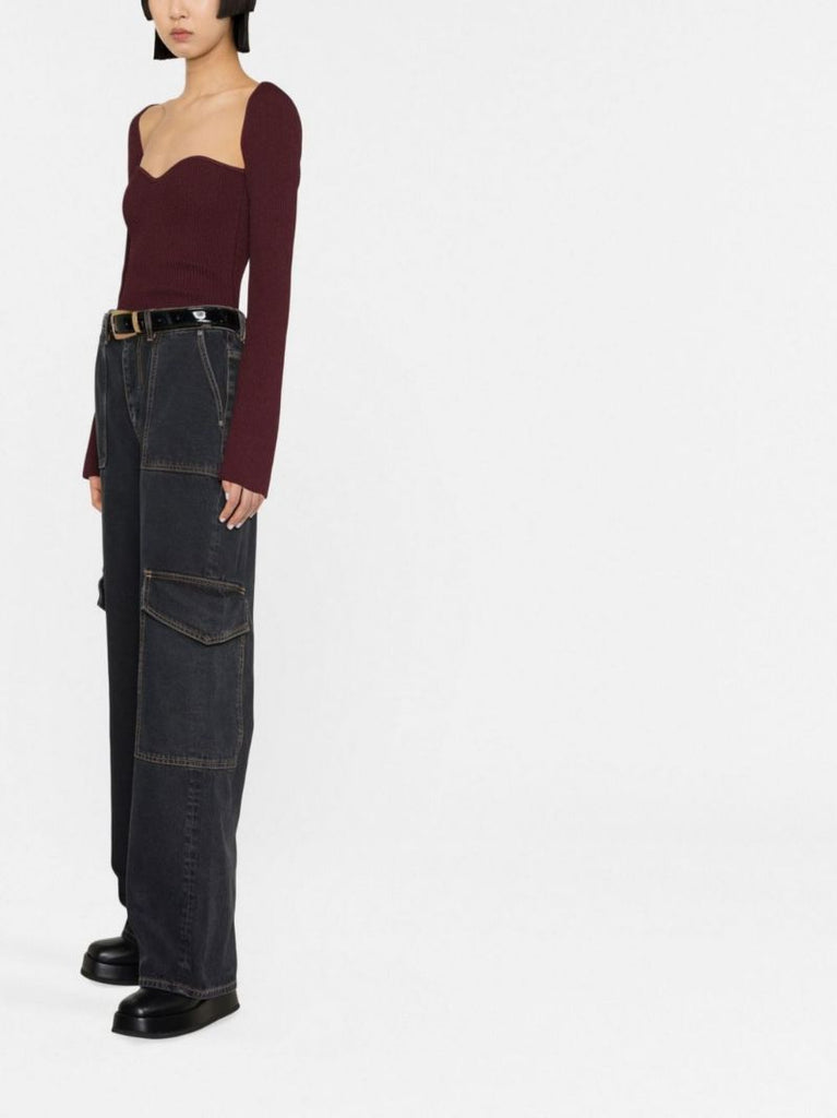Black Angi Wide-leg Cargo Jeans