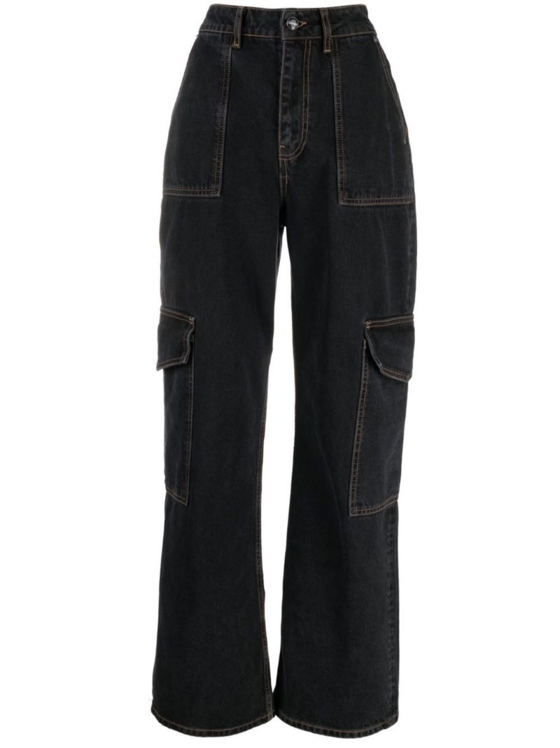 Black Angi Wide-leg Cargo Jeans