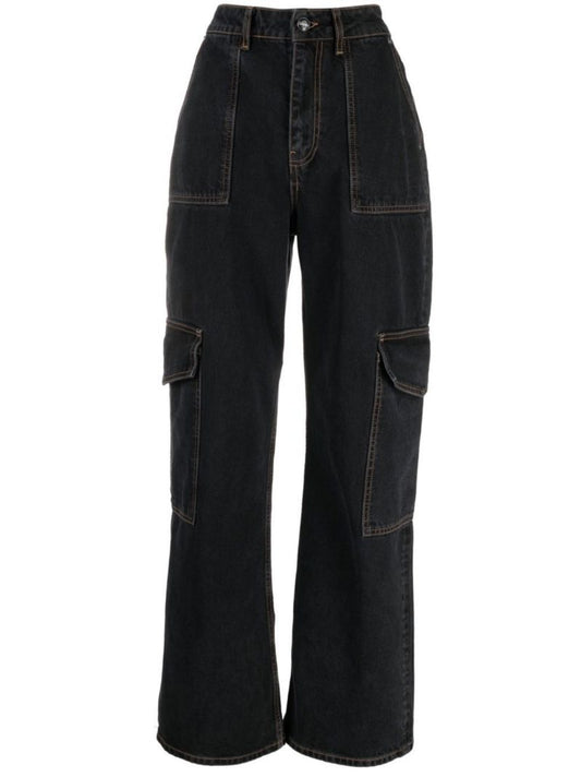 Black Angi Wide-leg Cargo Jeans