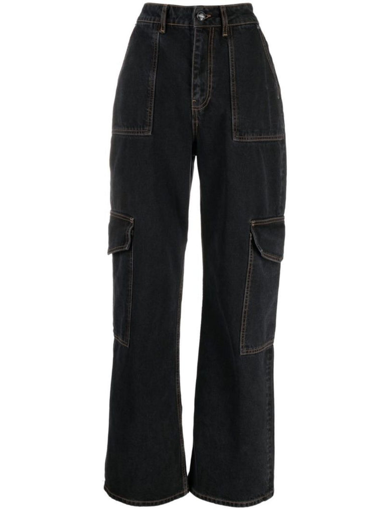 Black Angi Wide-leg Cargo Jeans