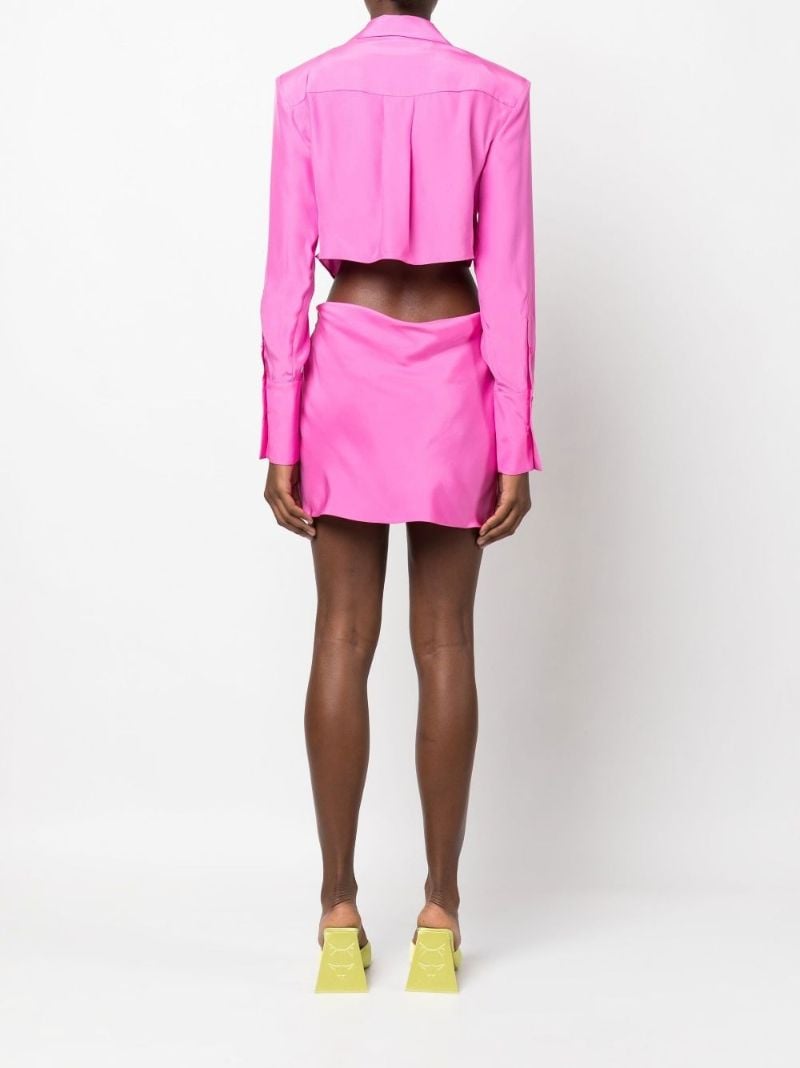 Pink Tokai Twist Silk Mini Shirt Dress