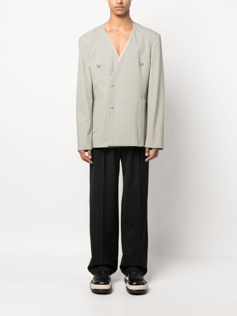 Yellow Orma Reversible Check Print Blazer