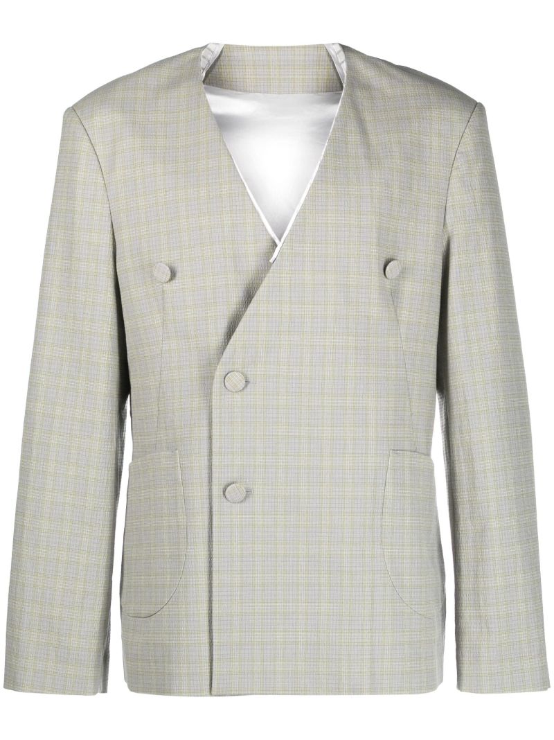 Yellow Orma Reversible Check Print Blazer