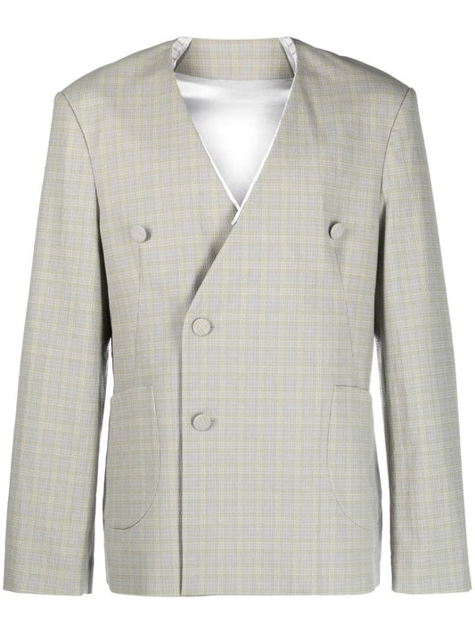 Yellow Orma Reversible Check Print Blazer