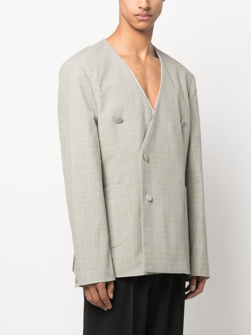 Yellow Orma Reversible Check Print Blazer