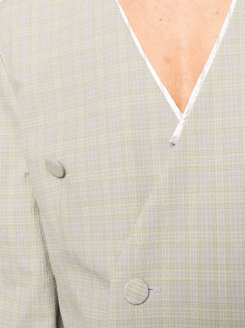 Yellow Orma Reversible Check Print Blazer