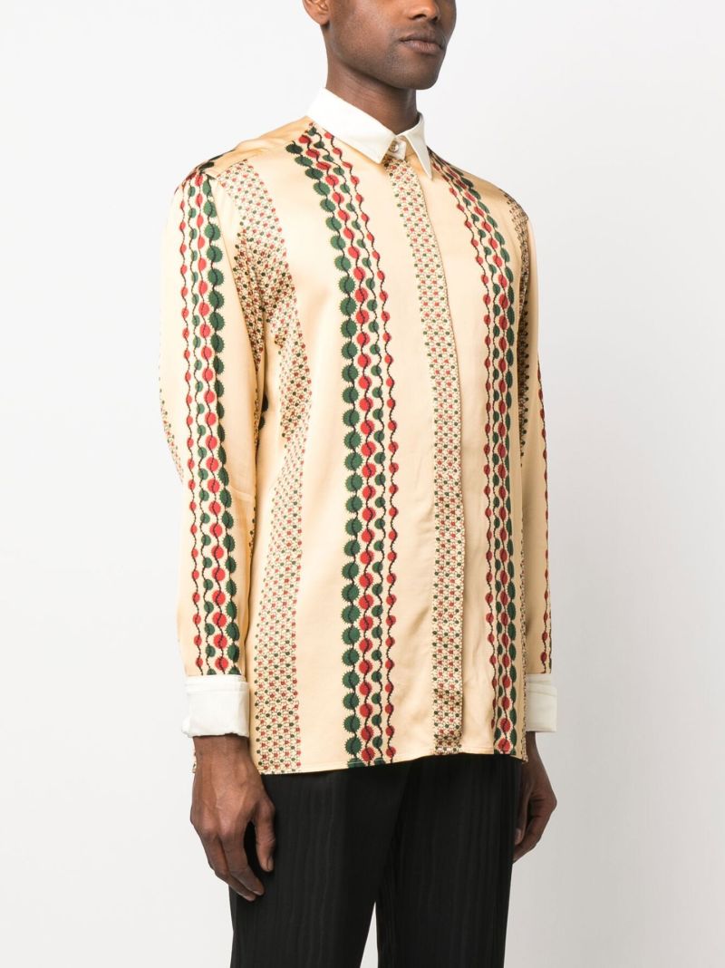 Yellow Abstract Stripe Print Shirt