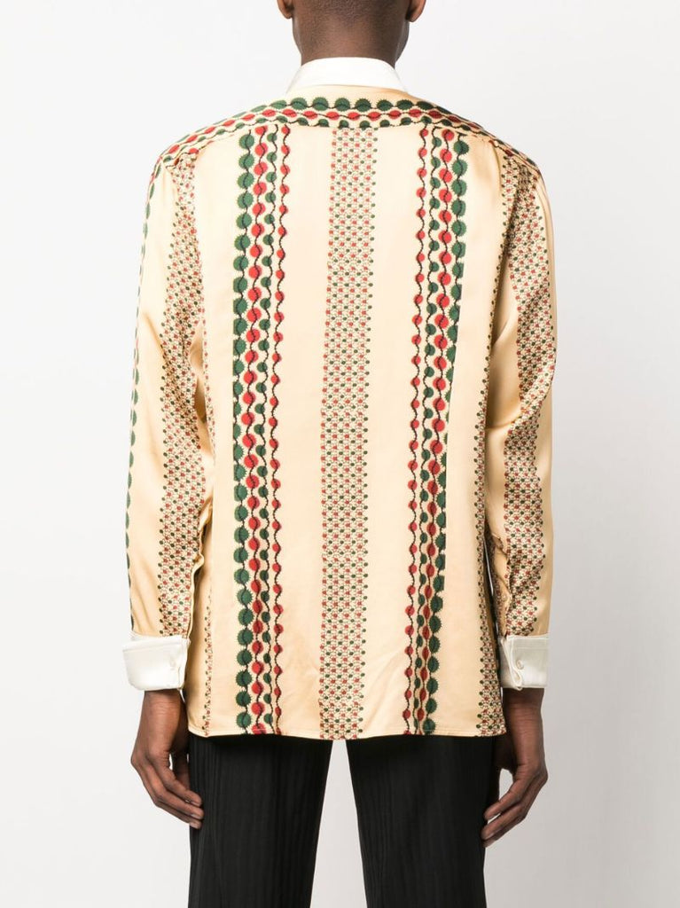Yellow Abstract Stripe Print Shirt