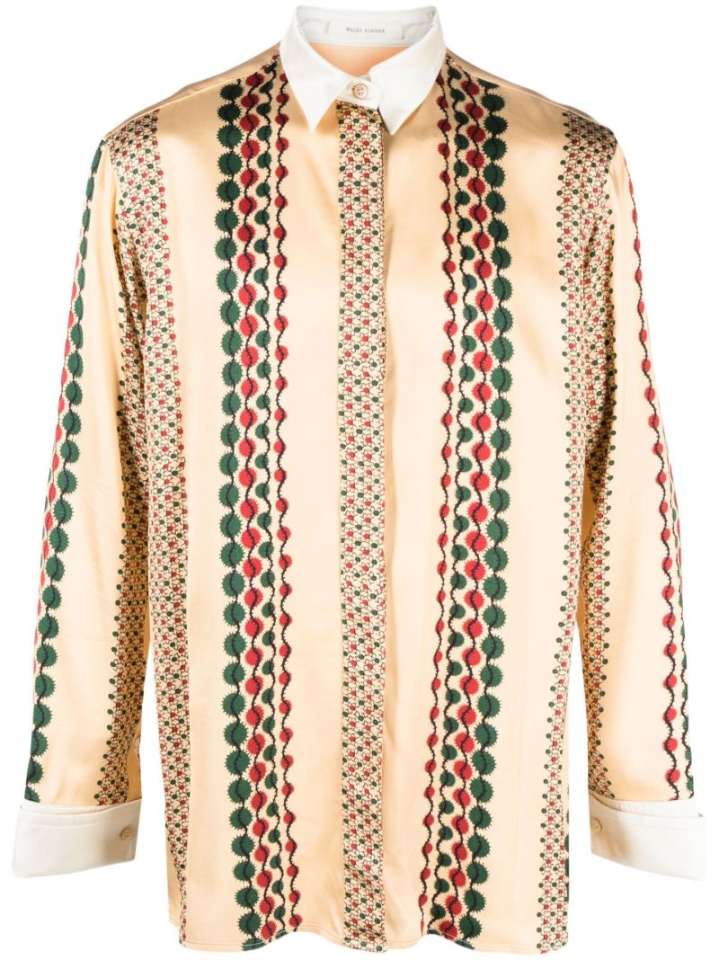 Yellow Abstract Stripe Print Shirt