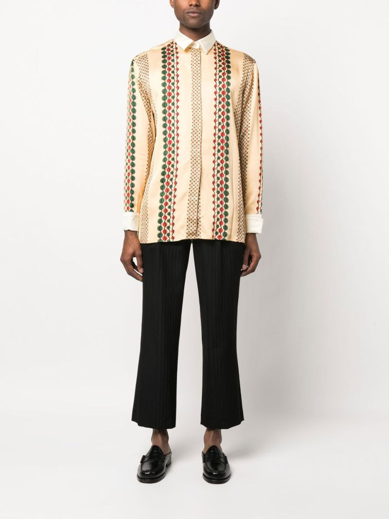Yellow Abstract Stripe Print Shirt