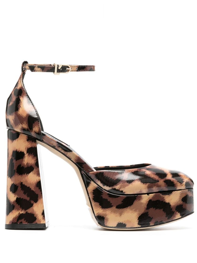 Orange 120 Leopard Print Leather Pumps