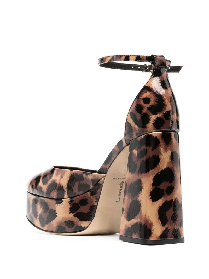 Orange 120 Leopard Print Leather Pumps