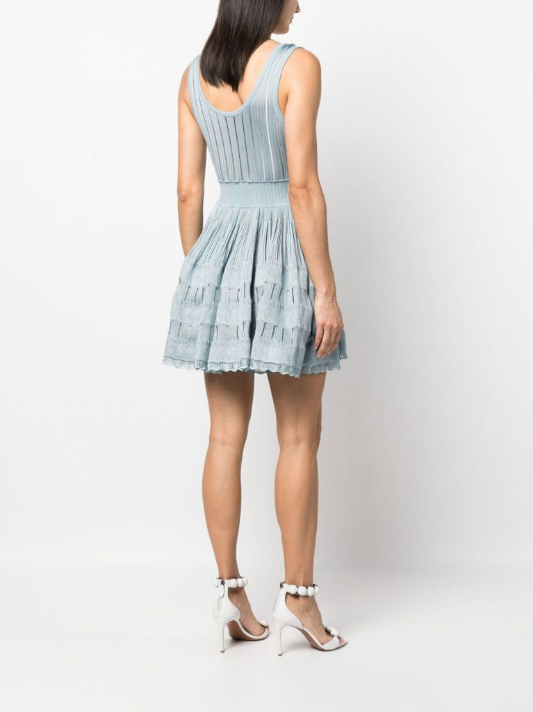 Blue Sleeveless Knitted Skater Dress