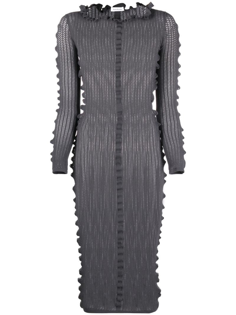 Grey Kedie Ruched Knitted Dress