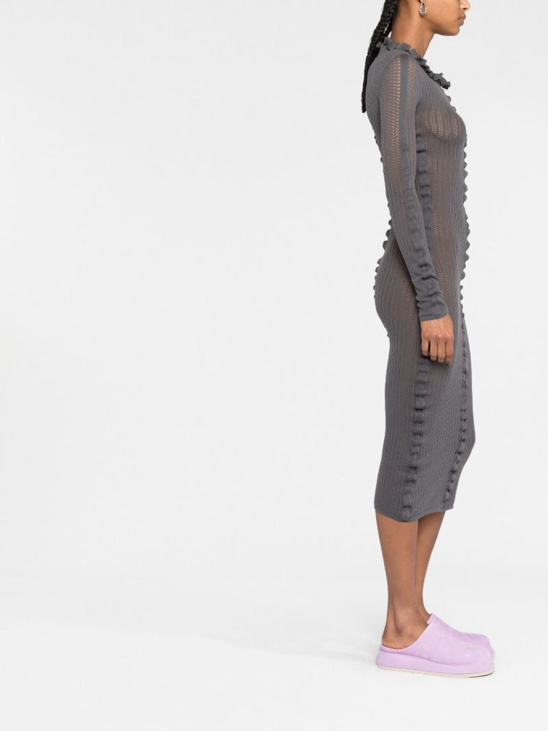 Grey Kedie Ruched Knitted Dress