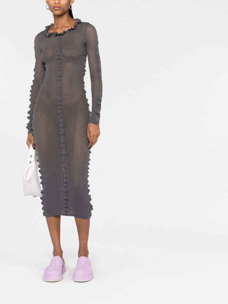 Grey Kedie Ruched Knitted Dress