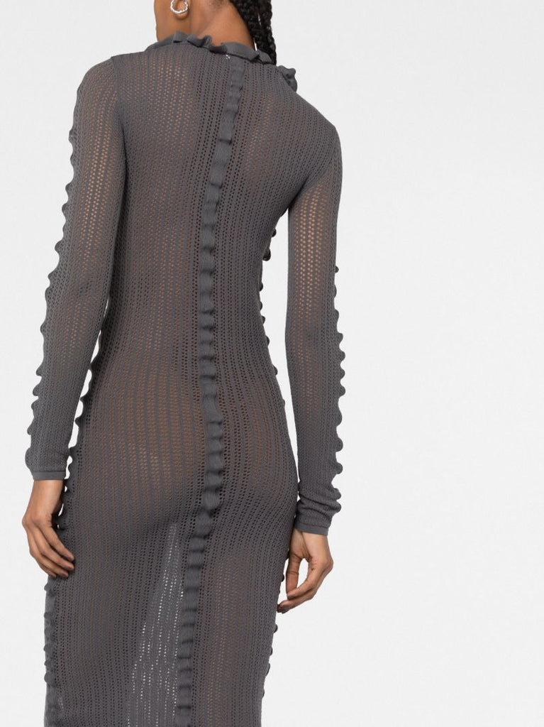 Grey Kedie Ruched Knitted Dress