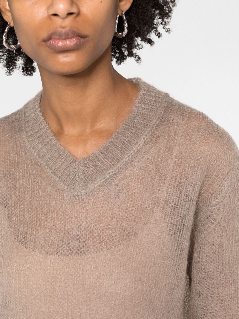 Taupe V-neck Cropped Sweater