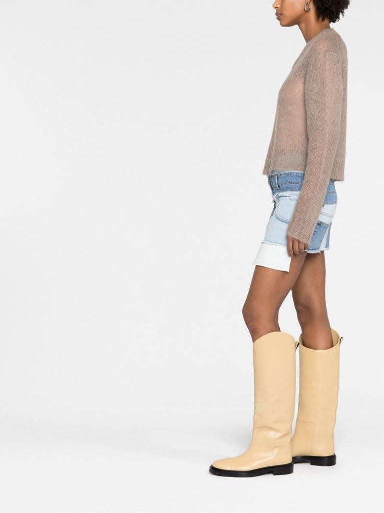 Taupe V-neck Cropped Sweater