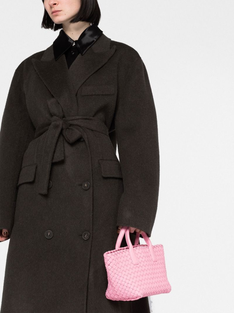 Grey Tie Waist Wool Coat