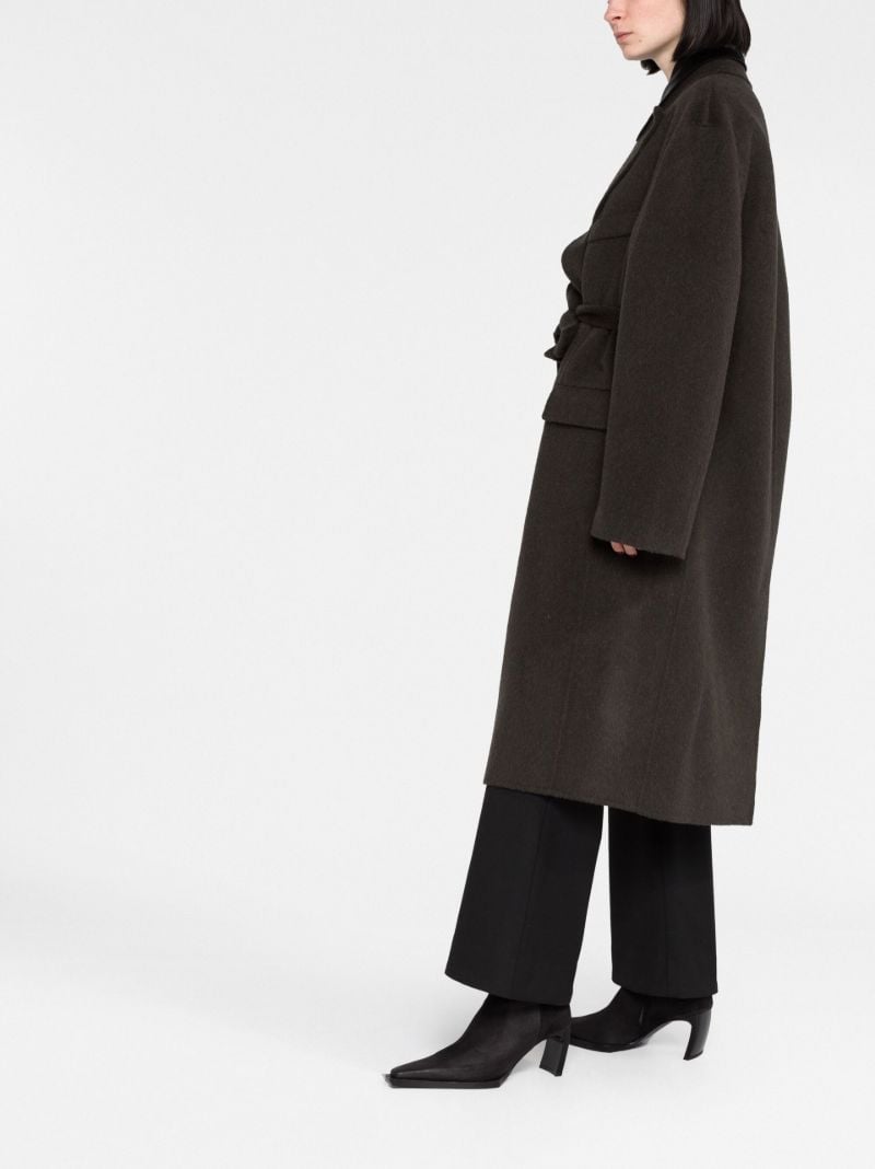 Grey Tie Waist Wool Coat