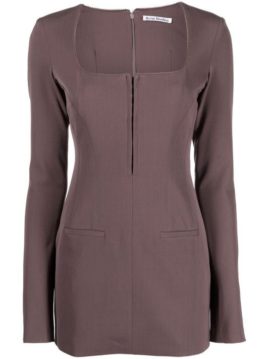 Purple Dennika Square Neck Mini Dress