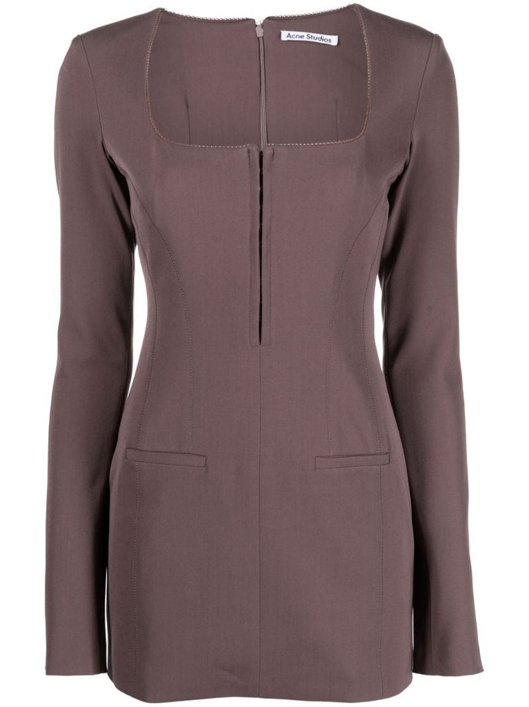 Purple Dennika Square Neck Mini Dress