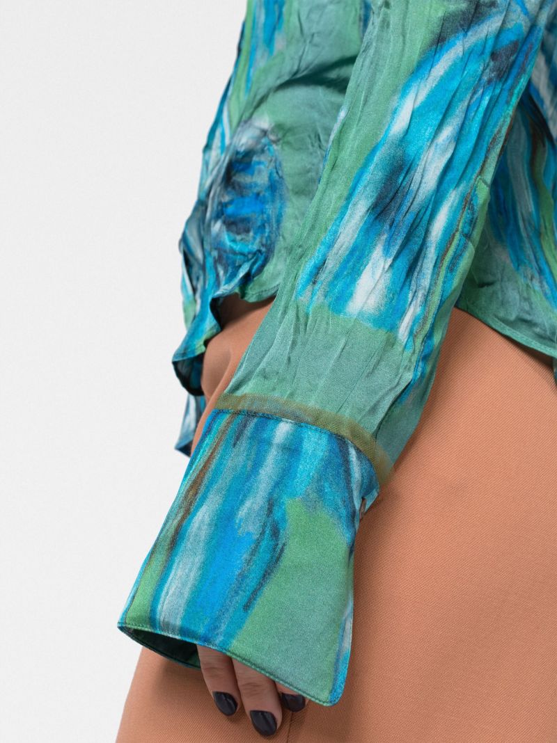 Green Bow Print Shirt