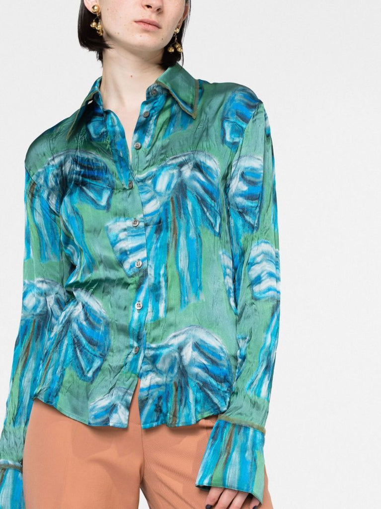 Green Bow Print Shirt