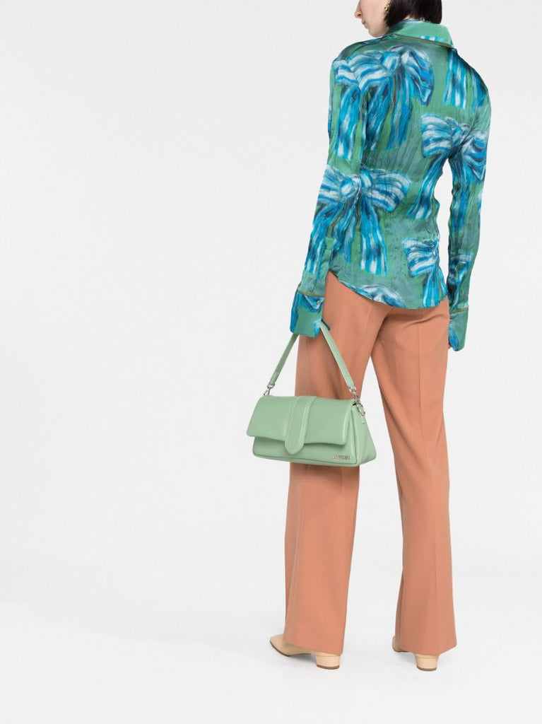 Green Bow Print Shirt