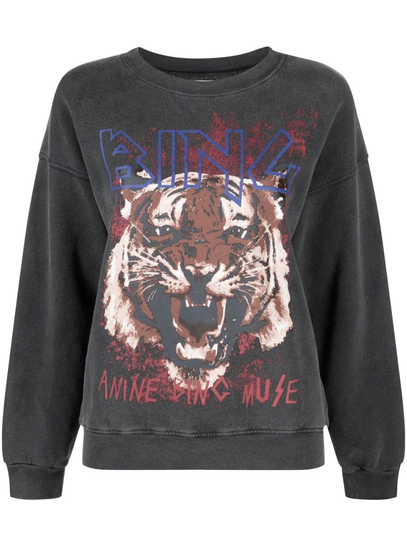 Black Tiger Printed Sweatshirt