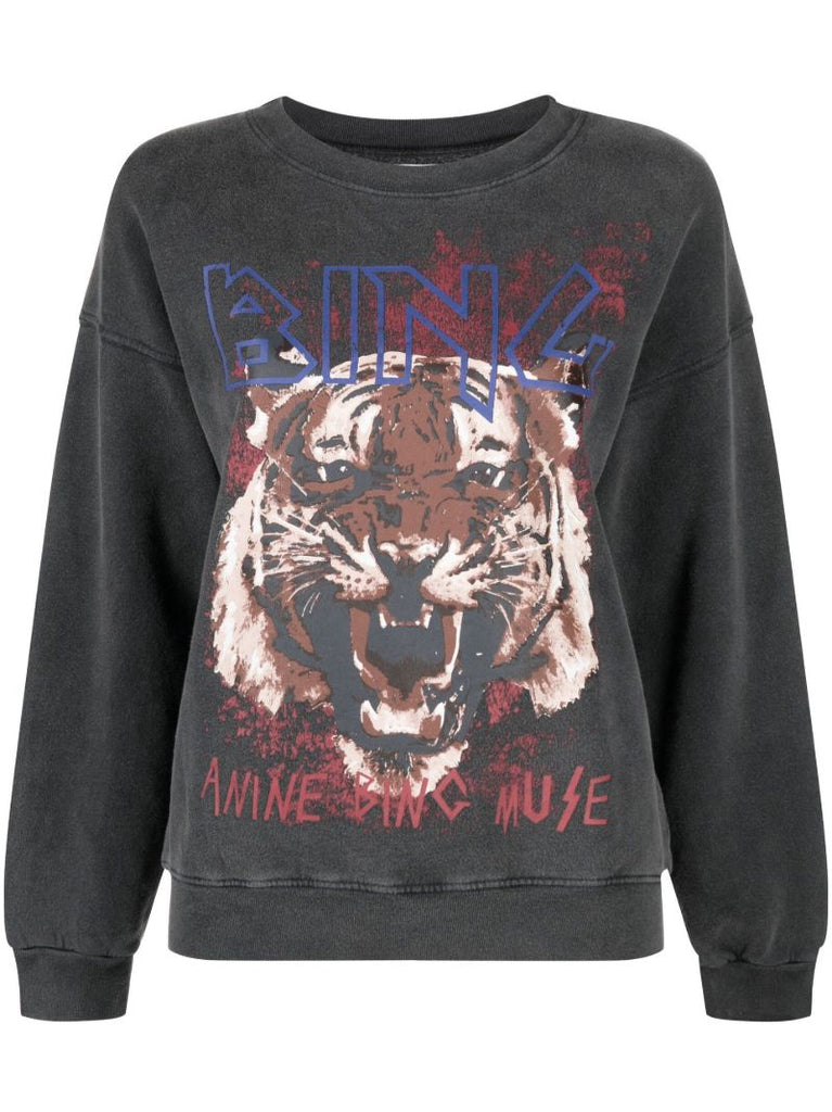 Black Tiger Printed Sweatshirt