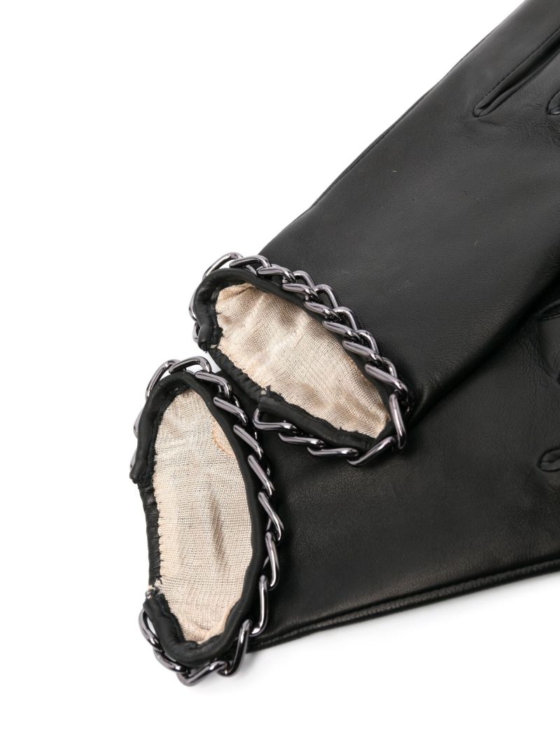 Black Sophia Chain-link Leather Gloves