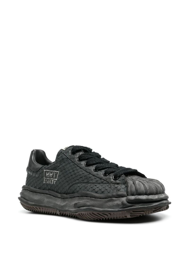 Black Blakey Snakeskin Effect Low-top Sneakers